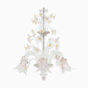 Lampada da soffitto floreale in vetro di Murano, inizio XX secolo