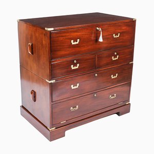 Victorian Military Teak Secretaire Chest of Drawers, 1840s