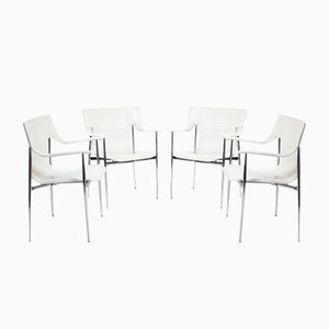 Italian White Hide Leather Chairs from Fasem, 1990s, Set of 4