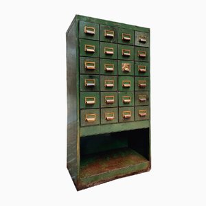 Antique Emerald Green Chest of Drawers Office Cabinet from Ribeauville