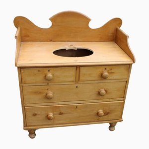 Country Pine Washstand with Modern Bowl, 1900s