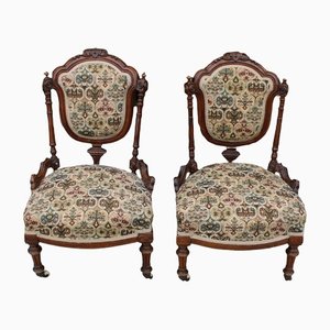 Carved Mahogany Nursing Chairs, 1900s, Set of 2