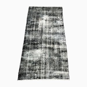 Schwarze Faded Overdyed Runner Teppich