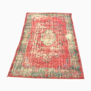 Vintage Red Overdyed Distressed Rug