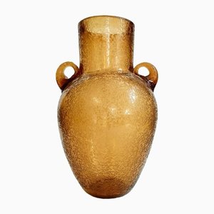Bernsteinfarbene Vase aus Muranoglas von Archimede Seguso, 1950er