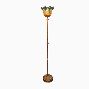 Coppery Metal & Murano Glass Floor Lamp from Longobard, Italy, 1970s