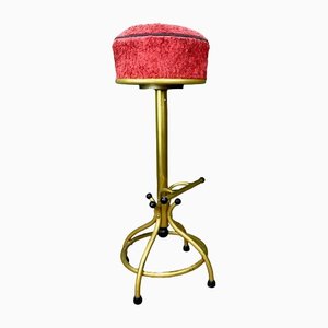 Vintage Barhocker in Gold & Rot