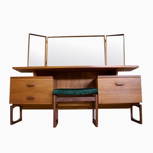 Mid-Century Teak Quadrille Dressing Table with Stool from G-Plan, 1960s, Set of 2