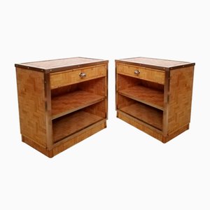 Bamboo & Rattan Bedside Tables, Italy, 1970s, Set of 2