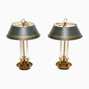 Antique Tole & Brass Table Lamps, Set of 2