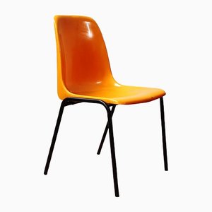 Chaise de Réunion Vintage en Plastique Orange