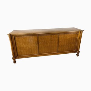 Three-Door Sideboard in Walnut with Diamond Parquetry by Jules Leleu