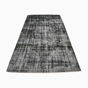 Vintage Teppich aus schwarzer Wolle