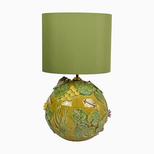 Keramik Seelampe mit Lampenschirm aus Baumwolle von Ceramiche Dolfi