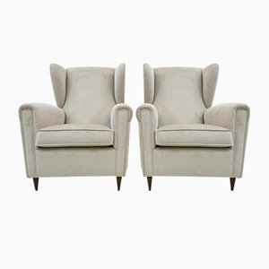 Set of Mid-Century Modern Velvet Armchairs by Gio Ponti, Italy, 1950s