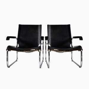 Set of B35 Lounge Chairs in Black by Marcel Breuer for Thonet