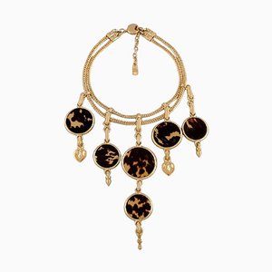 Large Vintage Gold Necklace with Pendants from Yves Saint Laurent, 1970s