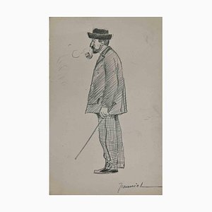 Pierre Georges Jeanniot, Smoker, Original Drawing, Early 20th-Century