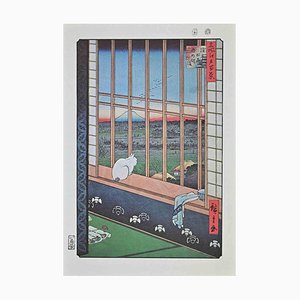 D'après Utagawa Hiroshige, The Cat on the Window, Lithographie, milieu du 20ème siècle