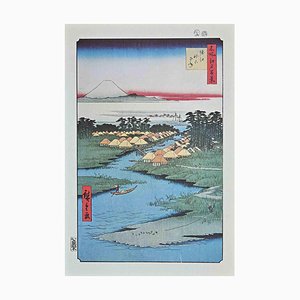 After Utagawa Hiroshige, Japanese Houses, Litografía, Mid-Century