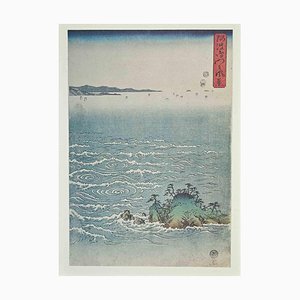 Dopo Utagawa Hiroshige, Whirlpool at Awa, litografia, XIX secolo