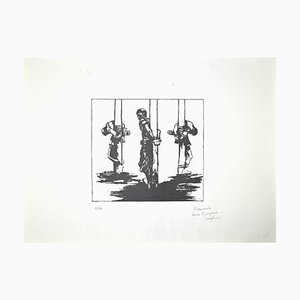Lithographie Originale de Pietro Morando, Prisonniers en Hongrie, 1950s
