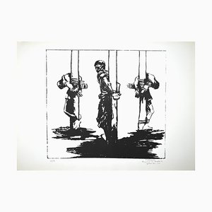 Pietro Morando, Prisoners in Hungary, Original Lithographie, 1950er