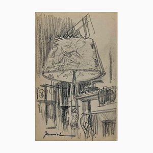 Pierre Georges Jeanniot, The Lamp, Original Drawing, Early 20th-Century