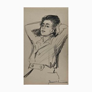 Pierre Georges Jeanniot, The Young Girl, Dibujo original, principios del siglo XX