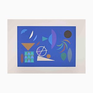 Otto Hofman, Blue Composition, Original Screen Print, 1989