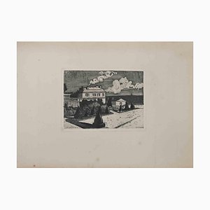 Georges-Henri Tribout, The Villa by the Sea, Original Etching, Early 20th-Century