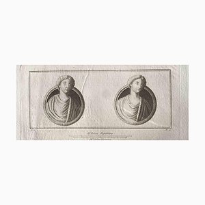 Ancient Roman Busts, Original Etching, End of 18th-Century