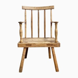 Antique Irish Hedge Famine Stick Back Vernacular Elbow Chair, 1830