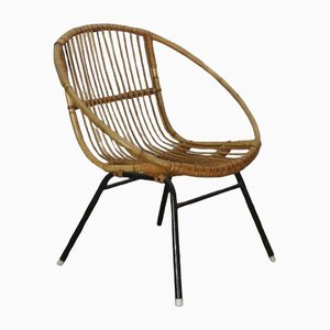 Vintage Chair in Rattan with Bamboo Seat