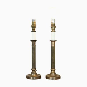 Victorian Brass Table Lamps, Set of 2