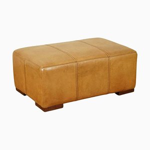 Large Vintage Tan Leather Ottoman by Halo