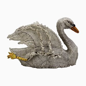 Figura de cisne con cuentas, siglo XIX