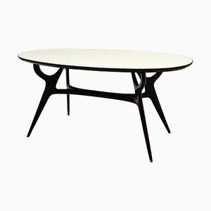 Mid-Century Italian Solid Beech Dining Table with Glass Top by Ico Parisi, 1950s