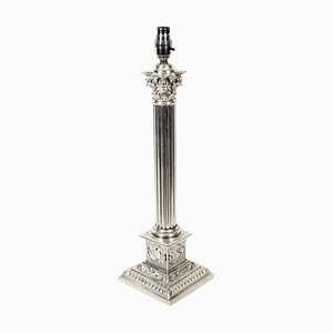 Late 19th Century Silver Plated Corinthian Column Table Lamp