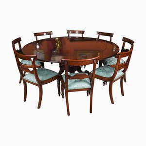 Tavolo da pranzo antico con 8 sedie da bar di Gillows, set di 9