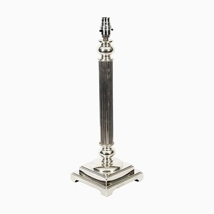 19th Century Silver Plated Doric Column Table Lamp