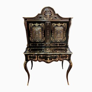 19th Century Napoleon III Blackened & Brass Wooden Cabinet