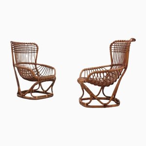 Rattan Chairs by Tito Agnoli for Pierantonio Bonacina, 1960s, Set of 2