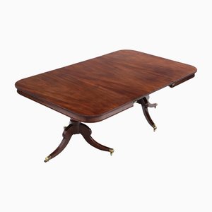 Large Antique Extending Pedestal Dining Table in Mahogany