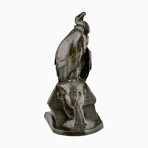 A. Cain, Sculpture of a Vulture on a Sphinx, Bronze