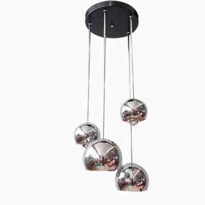 Lampada a cascata Sputnik vintage con 5 paralumi, anni '70