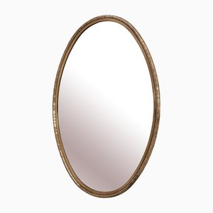 French Brass Oval Mid-Century Mirror