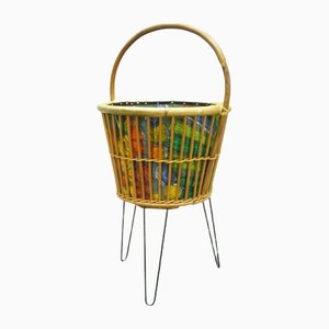 Mid-Century Sewing Basket in Bamboo, 1950s