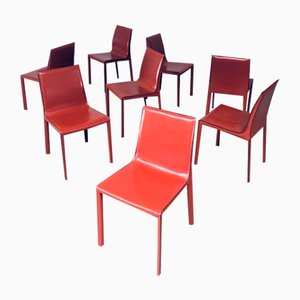 Modern Italian Leather Dining Chairs, 1980s, Set of 8