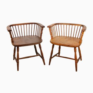 Chaises Windsor Antiques avec Dossier Bas, Set de 2